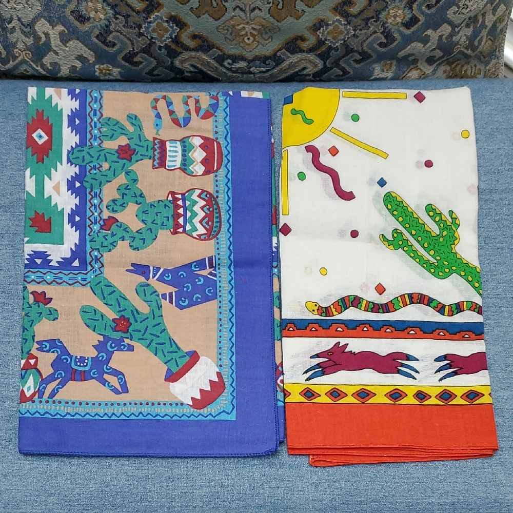 2 NWOT Vibrant Southwestern Print Bandanna By Wamcraft